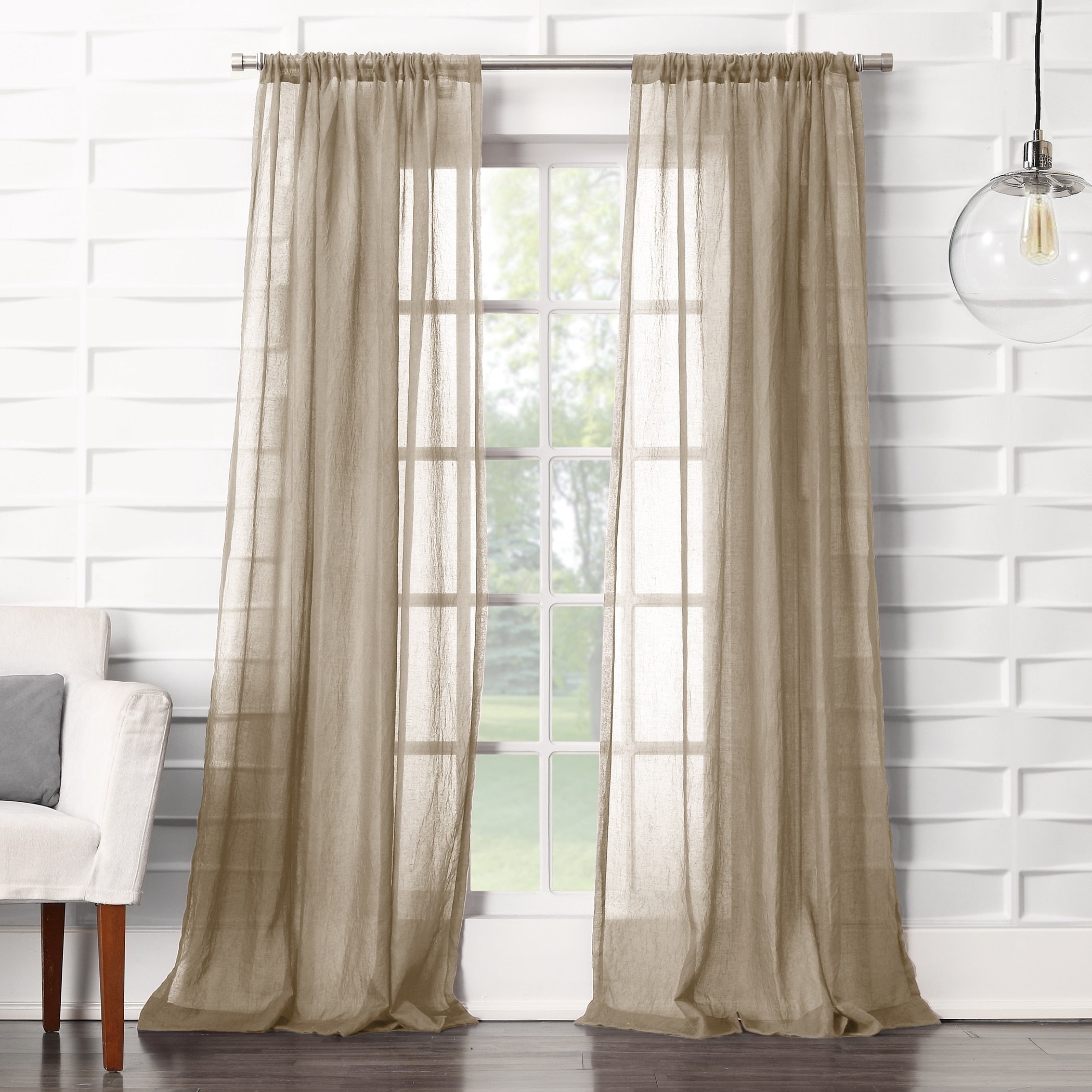 No. 918 Ladonna Crushed Texture Semi-Sheer Rod Pocket Curtain Panel, Single Panel