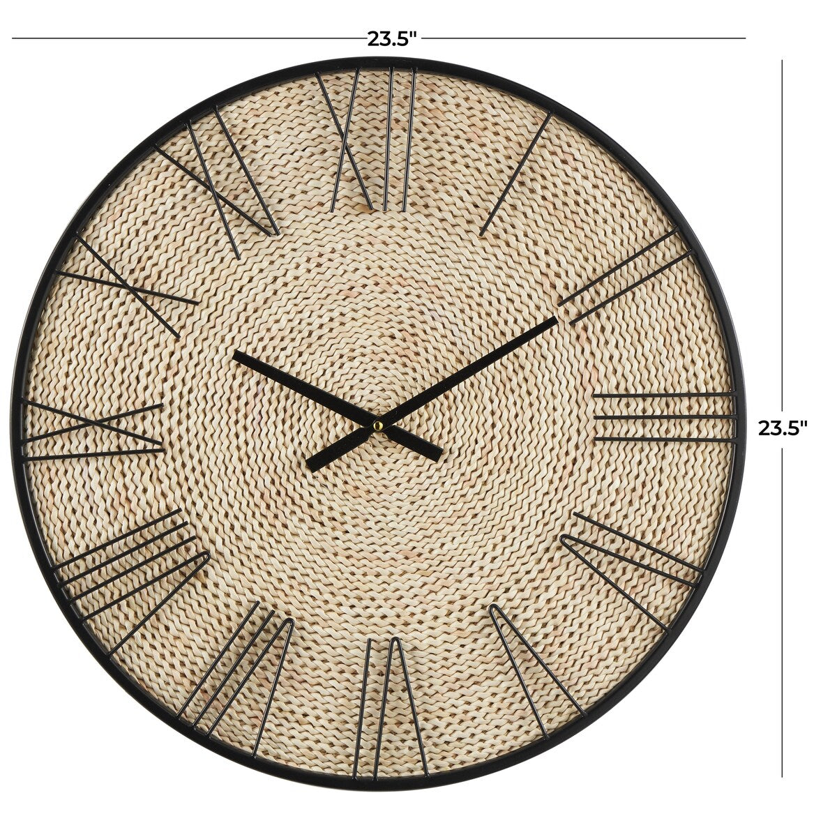 Dried Plant Coiled Decorative Wall Clock with Black Metal Frame - Brown - Roche River Decor