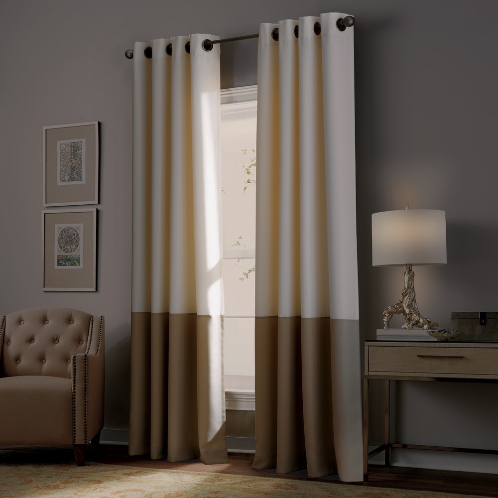 Curtainworks Kendall Blackout Color Block Grommet Curtain Panel