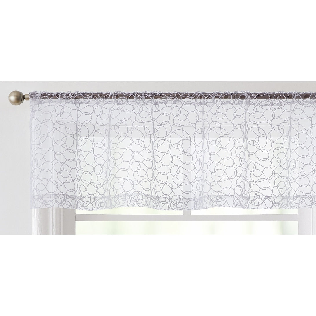 HLC.me Audrey Embroidered Sheer Voile Window Curtain Short Rod Pocket Tiers Valance Kitchen, Small Windows and Bathroom