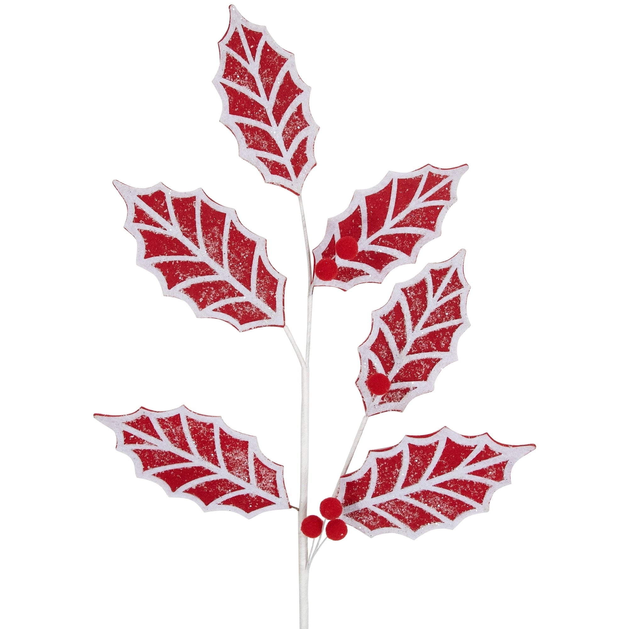 26 Red and White Frosted Mistletoe Christmas Spray