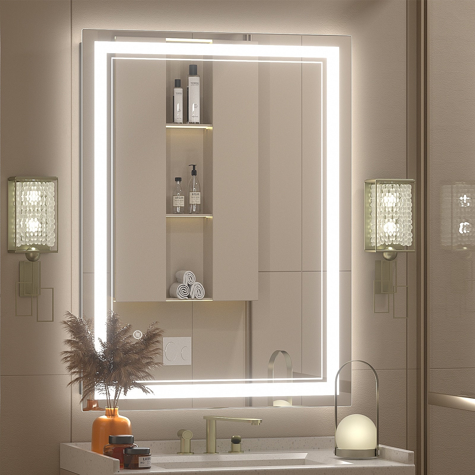 Apmir Frameless LED Anti-fog Bathroom Vanity Mirror in Tempered Glass