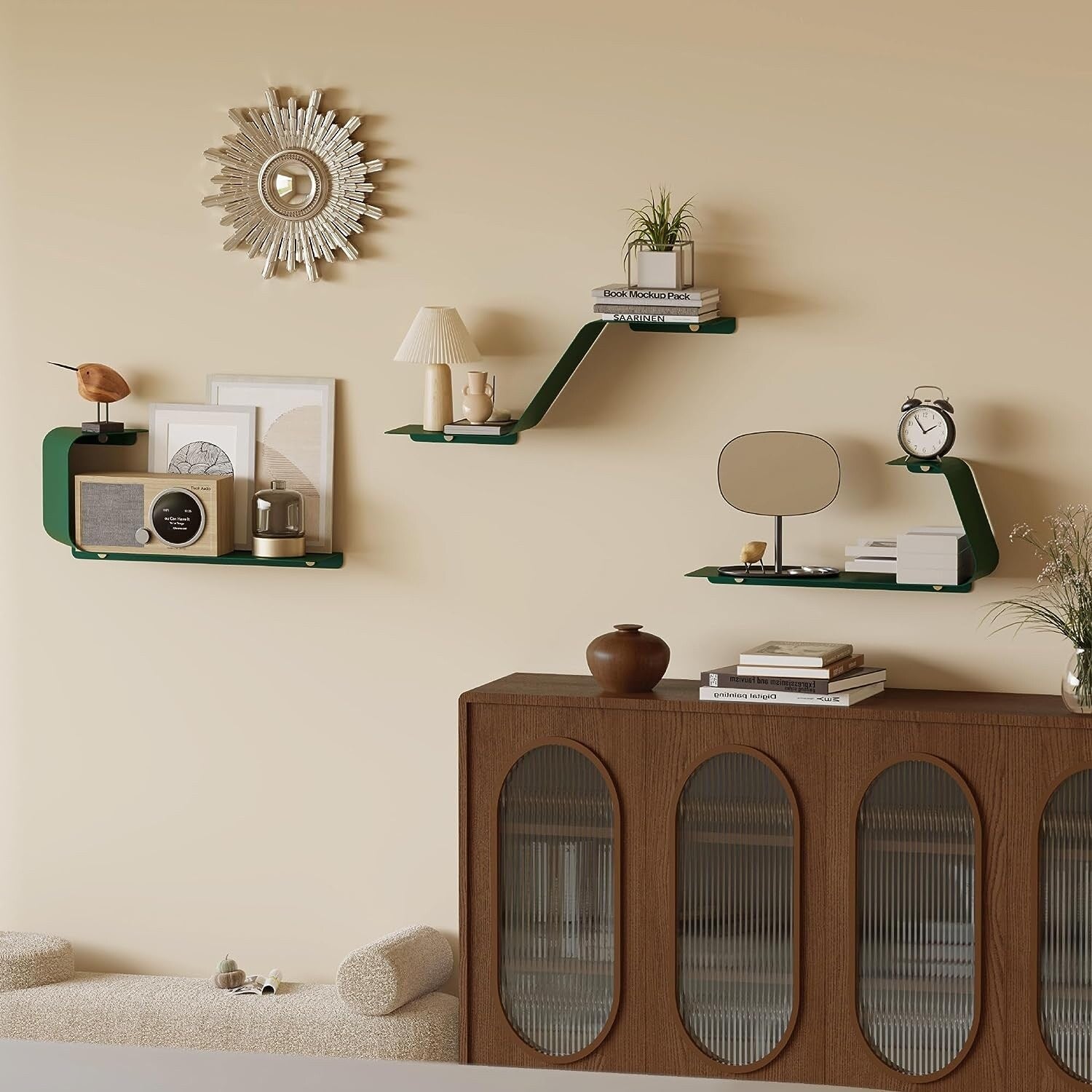 Sttoraboks 3 Floating Shelves Wall Mounted Metal Shelves for Versatile Storage Bathrooms,Bedrooms Kitchens