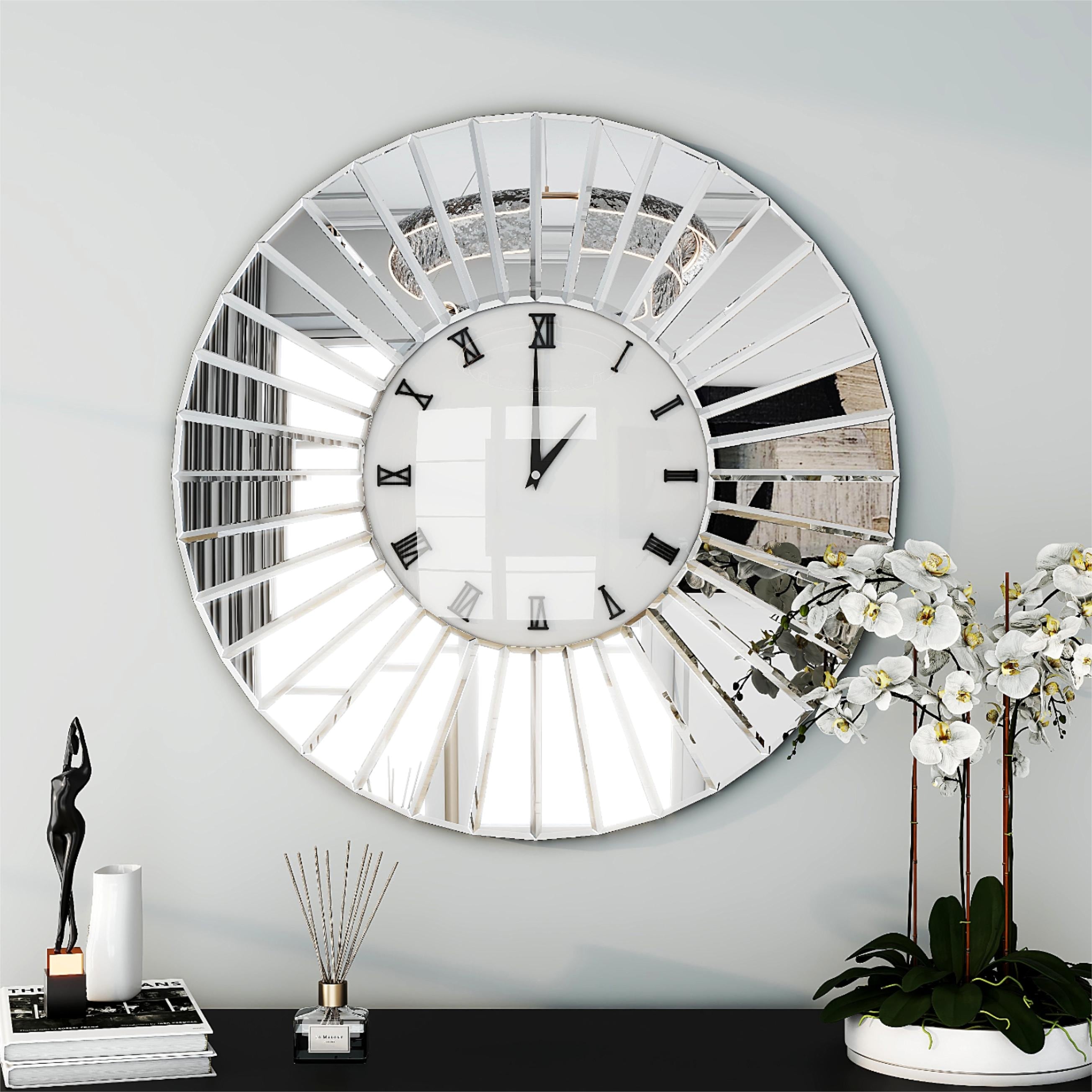 Mirrored Large Clocks Round Wall Clock