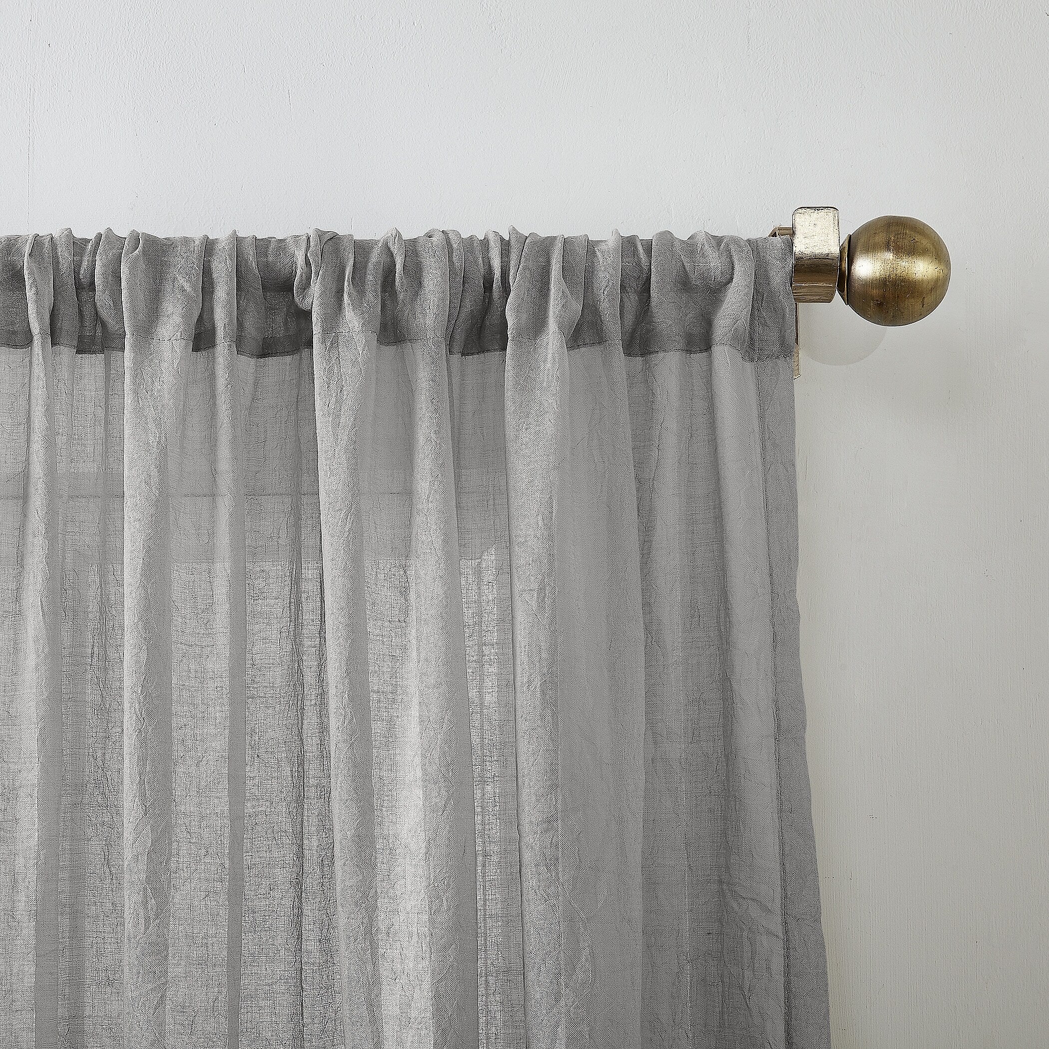 No. 918 Ladonna Crushed Texture Semi-Sheer Rod Pocket Curtain Panel, Single Panel