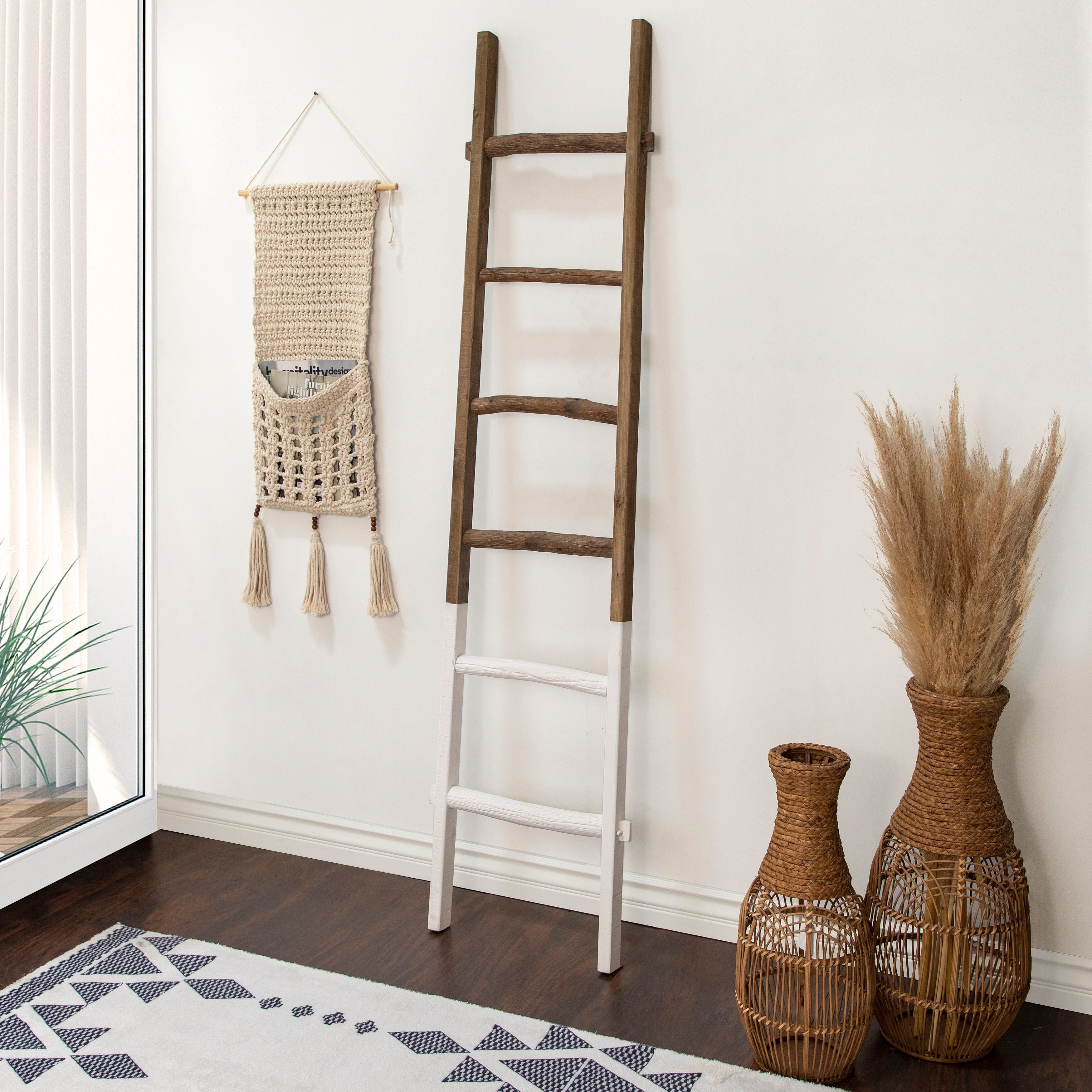 Sagebrook Home Rustic 6ft Tall Blanket Ladder, Decorative Freestanding Ladder For Storage - 19 x 2 x 76