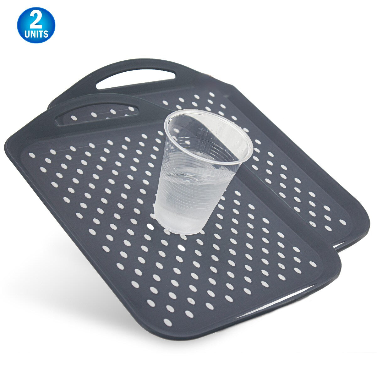 Non Slip Serving Tray w/ Handles Anti Spill Plastic Food Carrying Dinner Tray