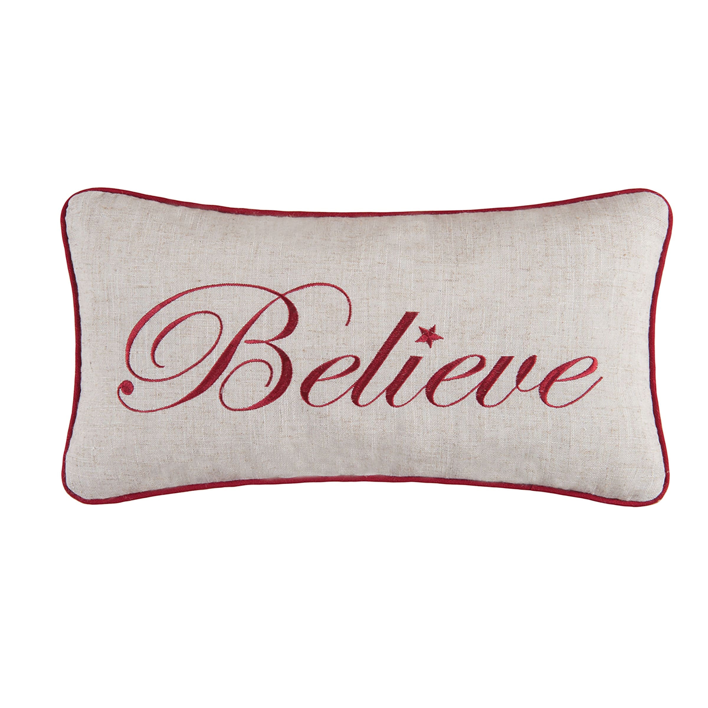 Christmas Believe Embroidered 10x19 Throw Decorative Accent Throw Pillow