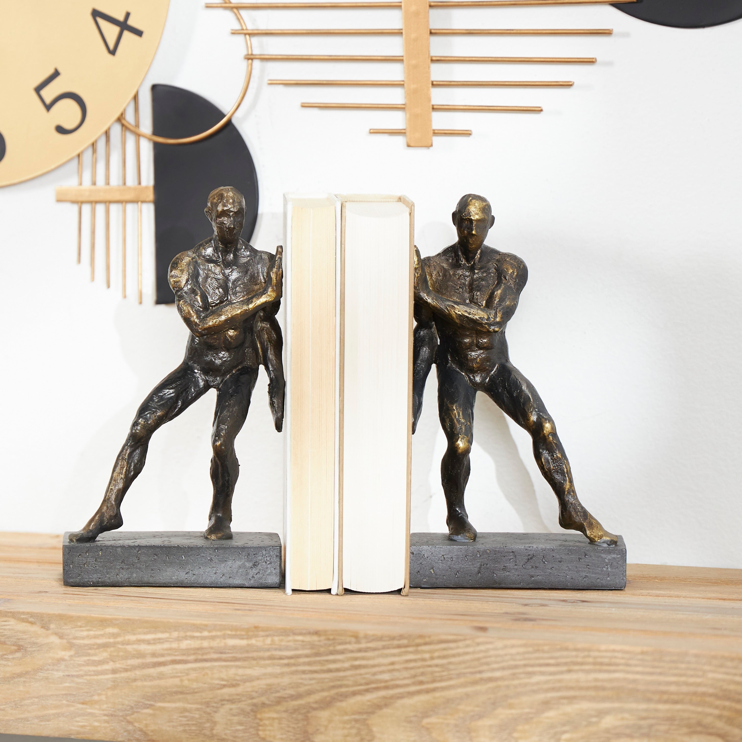 Bronze Polystone People Decorative Bookends (Set of 2)