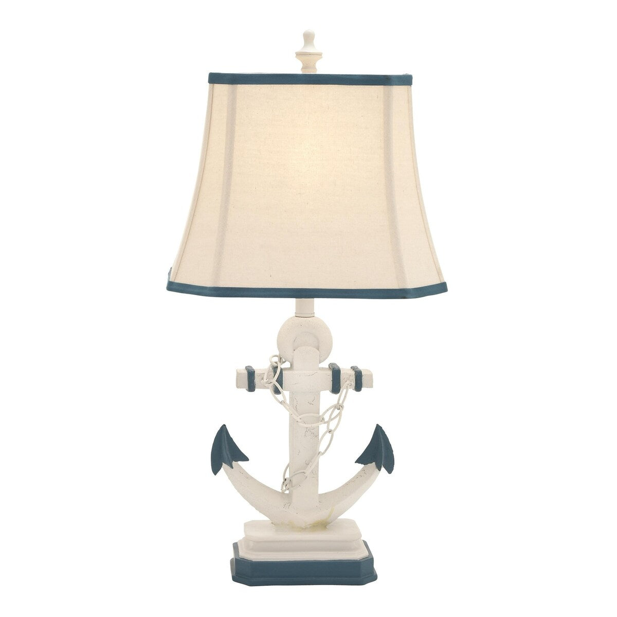 Polystone Anchor Room Table Lamp with Tapered Shade - Set of 2 Blue - Roche River Decor