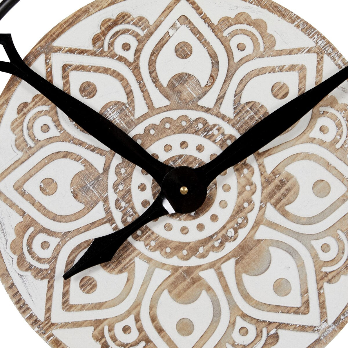 Metal Decorative Wall Clock with Wood Accents - Brown - Roche River Decor