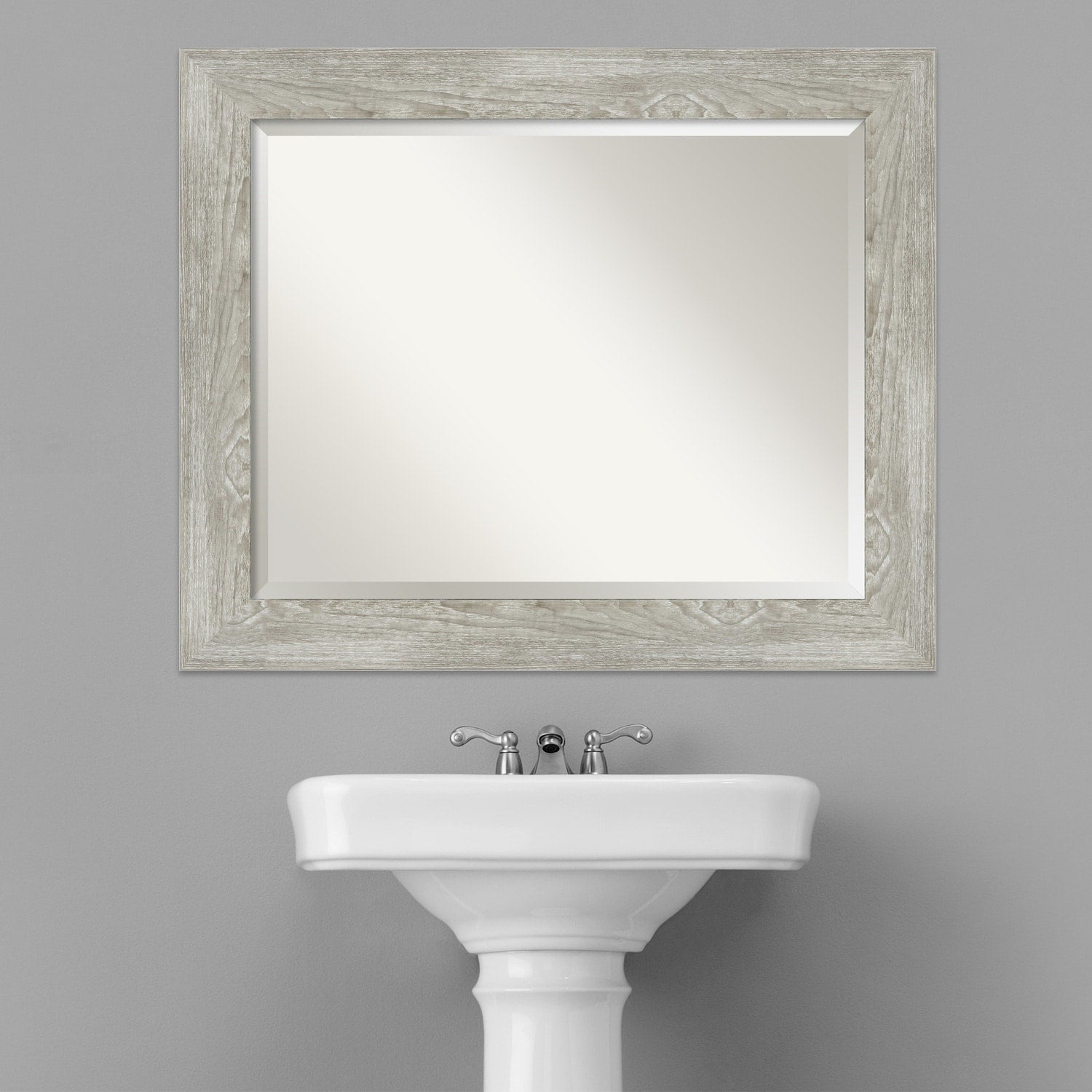 Beveled Bathroom Wall Mirror - Dove Greywash Frame