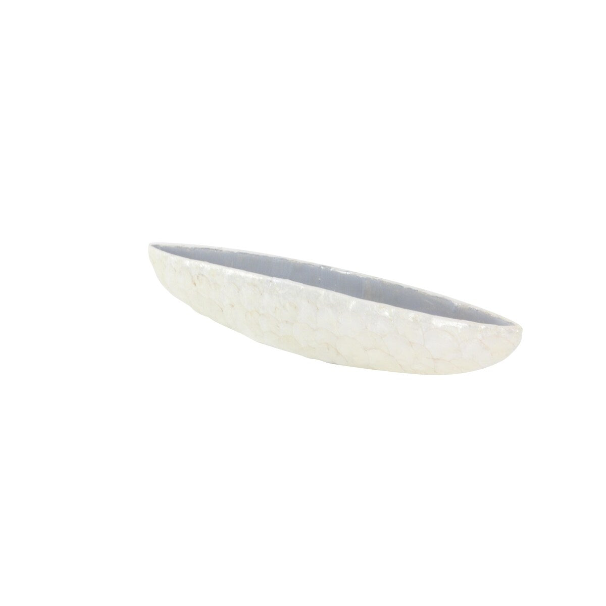 Capiz Shell Long Oval Decorative Decorative Bowl with Mosaic Shell Accents - White - Roche River Decor