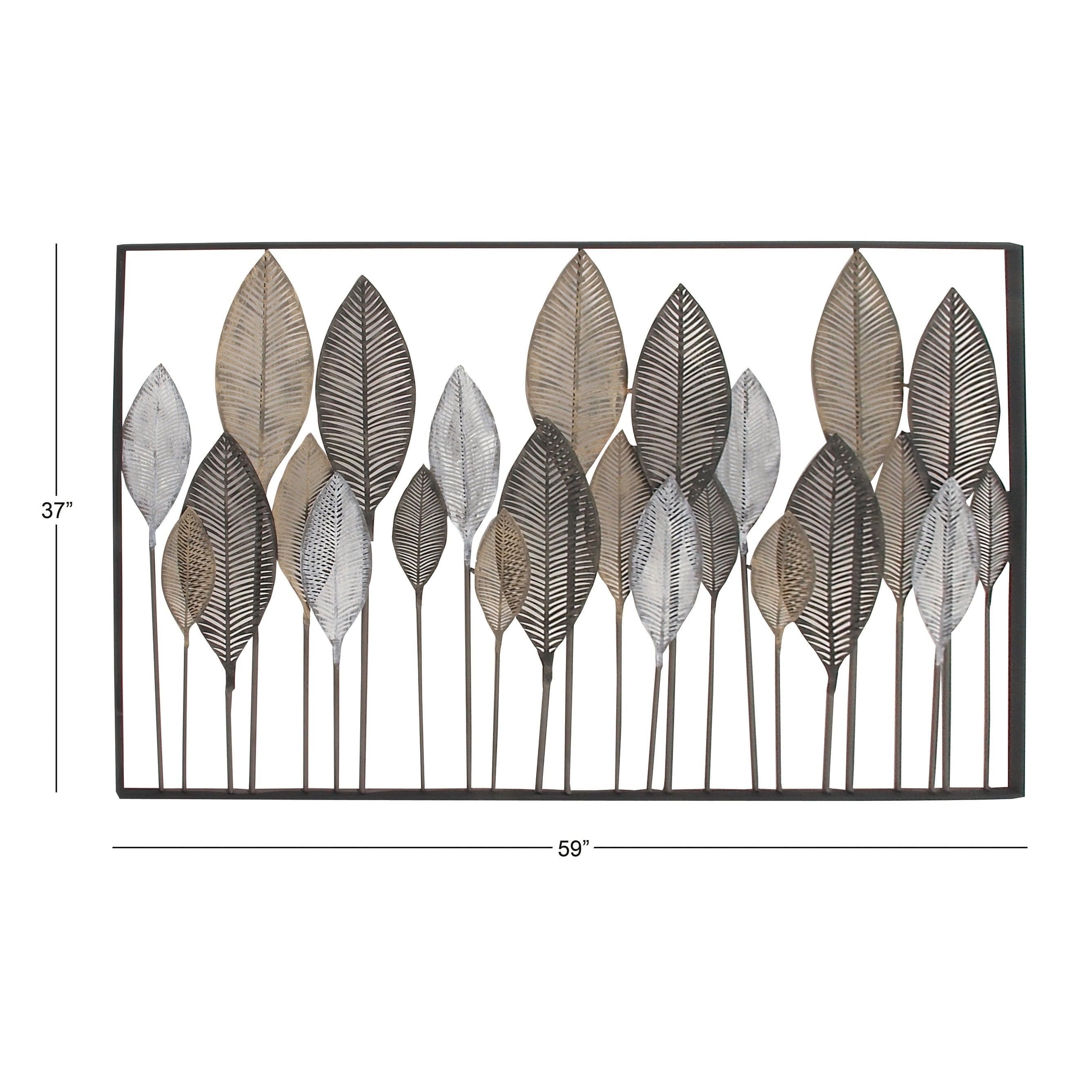 Contemporary Metal Tall Cut-Out Leaf Wall Decor with Intricate Laser Cut Designs - Bronze, Gray, Brass