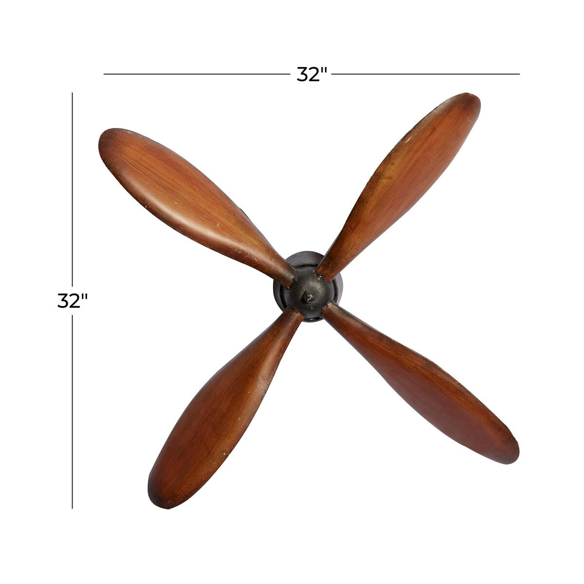 Metal Airplane Propeller 4 Blade Home Wall Decor with Aviation Detailing - Dark Brown - Roche River Decor