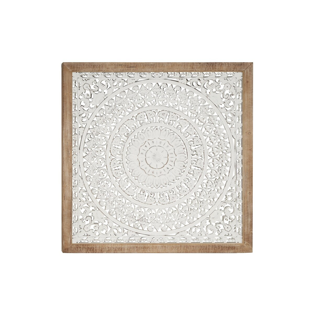 Wooden Floral Intricately Carved Mandala Home Wall Decor - White - Roche River Decor