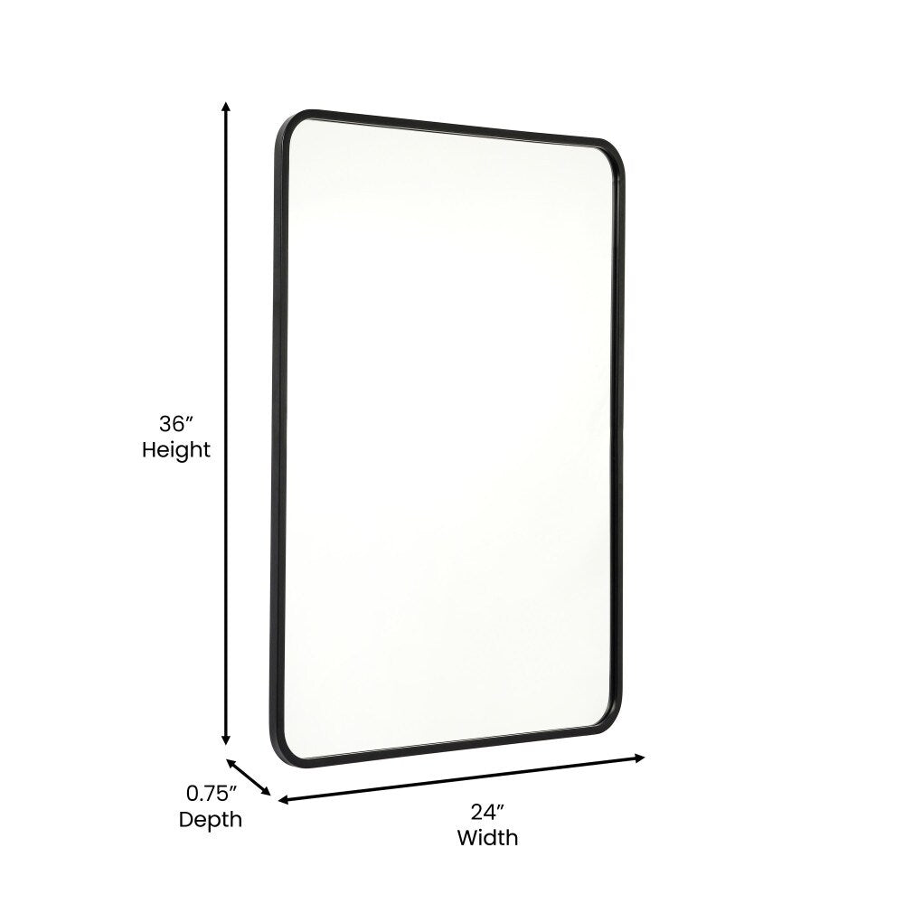 Wall Mount Shatterproof Rectangular Accent Wall Mirror with Metal Frame