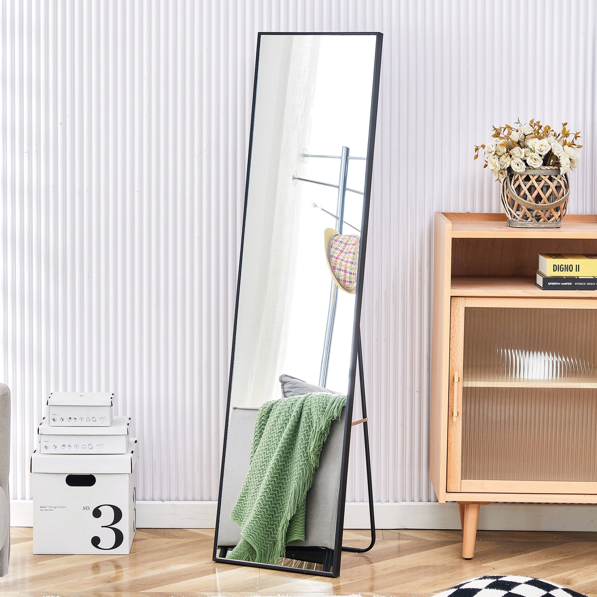 Solid Wood Frame Full Length Mirror, Dressing Mirror, Decorative Mirror, Clothing Store, Floor To Ceiling Mirror, Wall Mounted