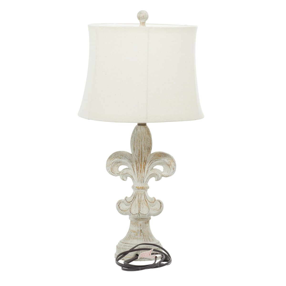 Polystone Fleur De Lis Room Table Lamp - Set of 2 Beige - Roche River Decor