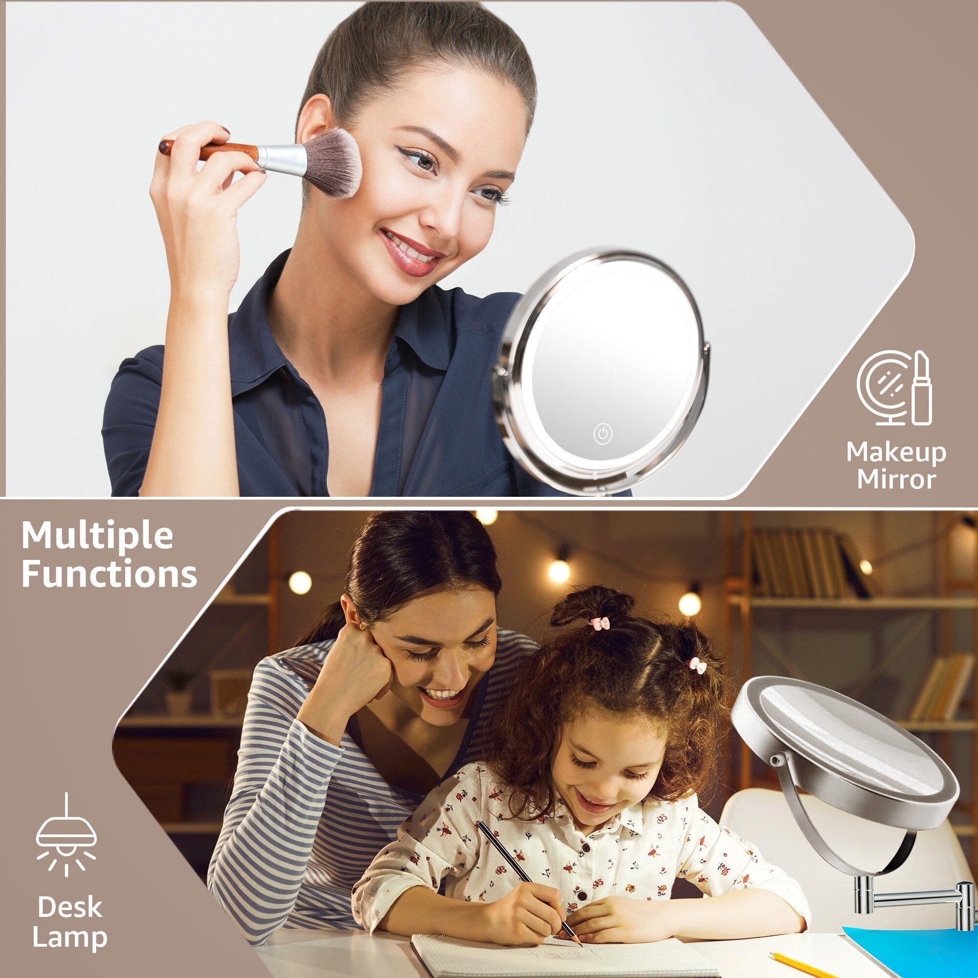 Yulika Plug-in Wall Mounted Makeup Mirror Magnifying Mirror with Light 1X/10X or 1X/7X