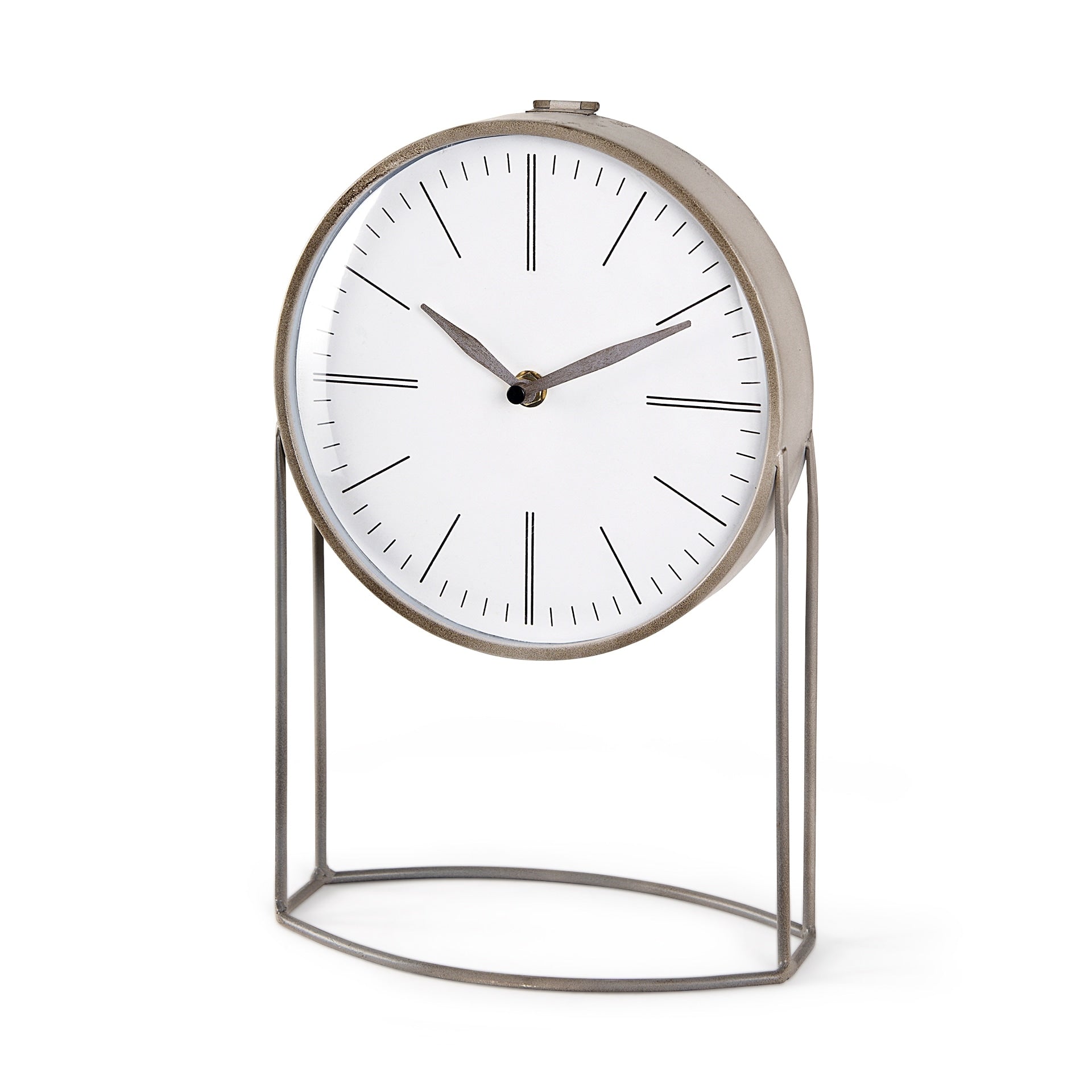 Aurus Matte Grey Metal Table Clock - 7.8W x 4.7D x 12.4H