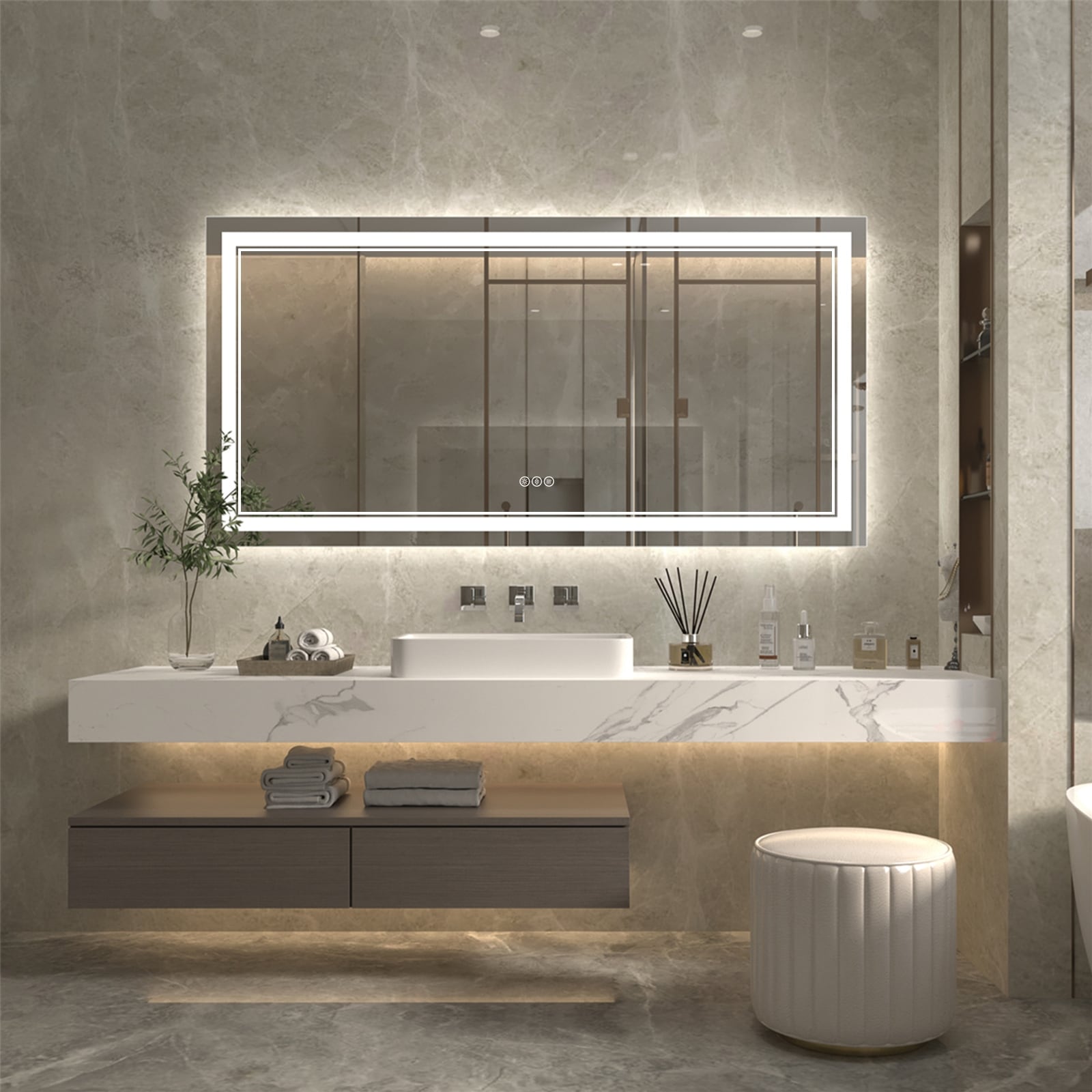 ExBrite Anti-Fog LED Bathroom Mirror with Endless Dimming