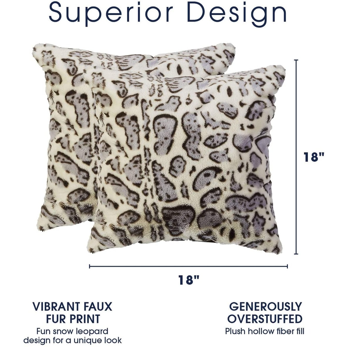 Cheer Collection Set of 2 Faux Fur Leopard Print Lumbar Couch Throw Pillows