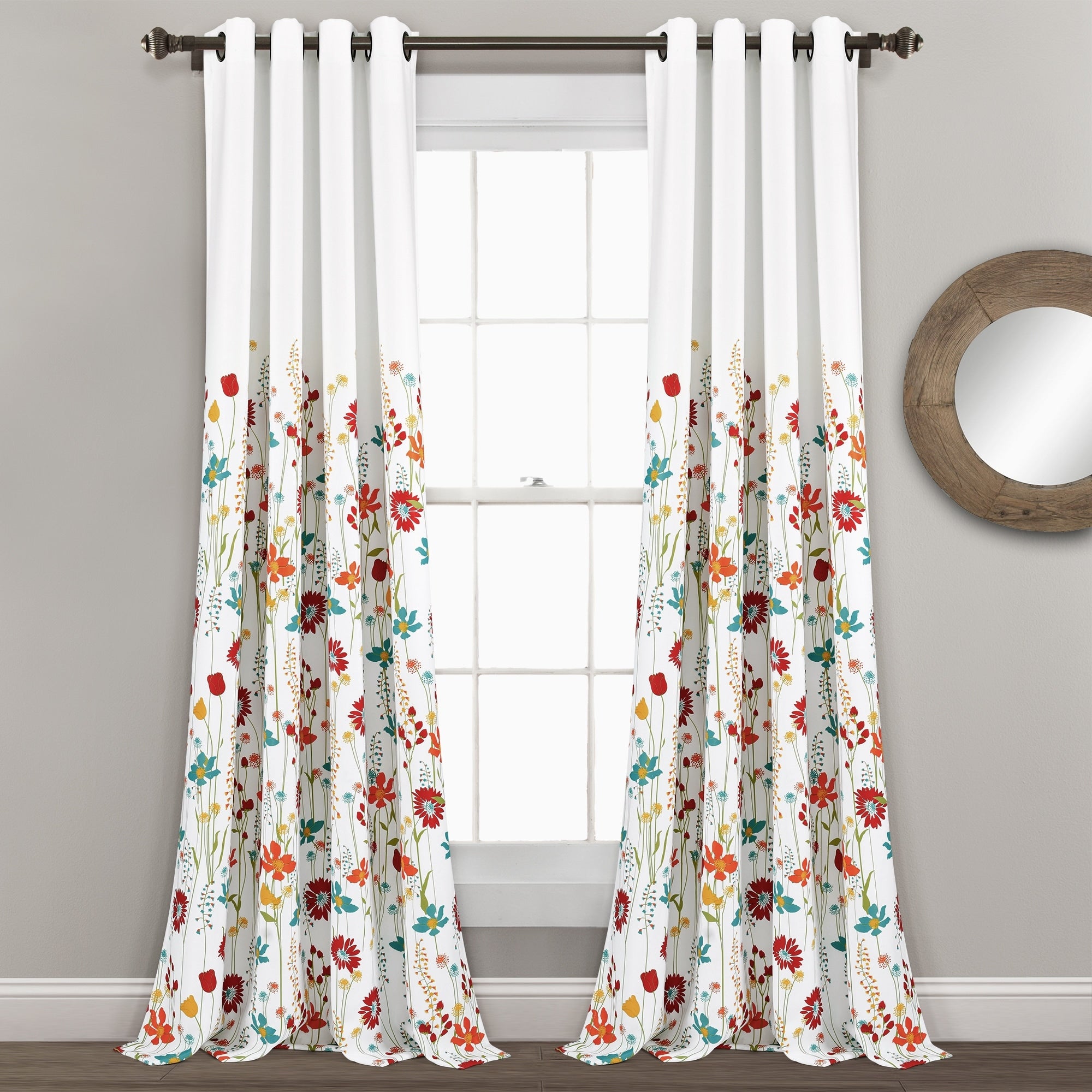 Lush Decor Clarissa Floral Room Darkening Window Curtain Panel Pair