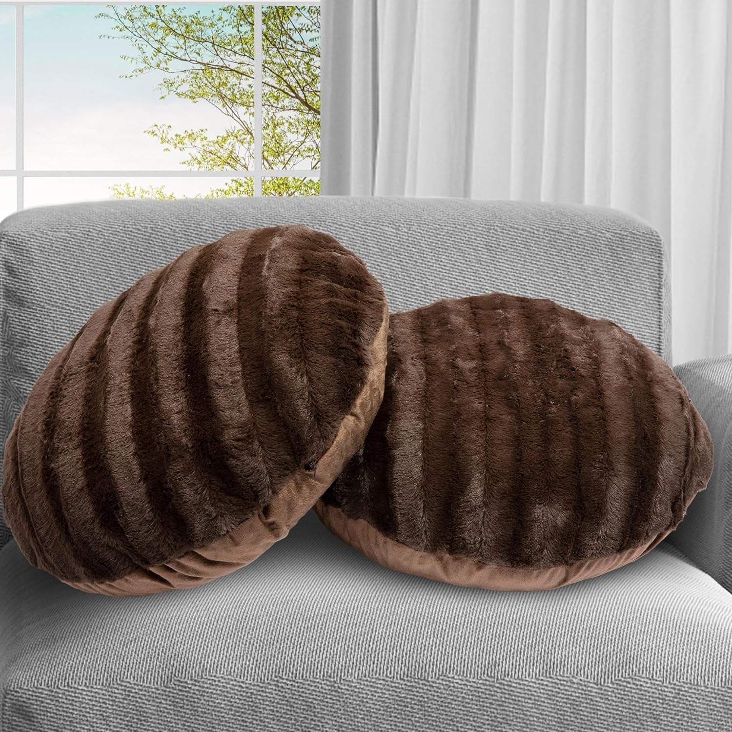 Cheer Collection Set of 2 Decorative Round Throw Pillows