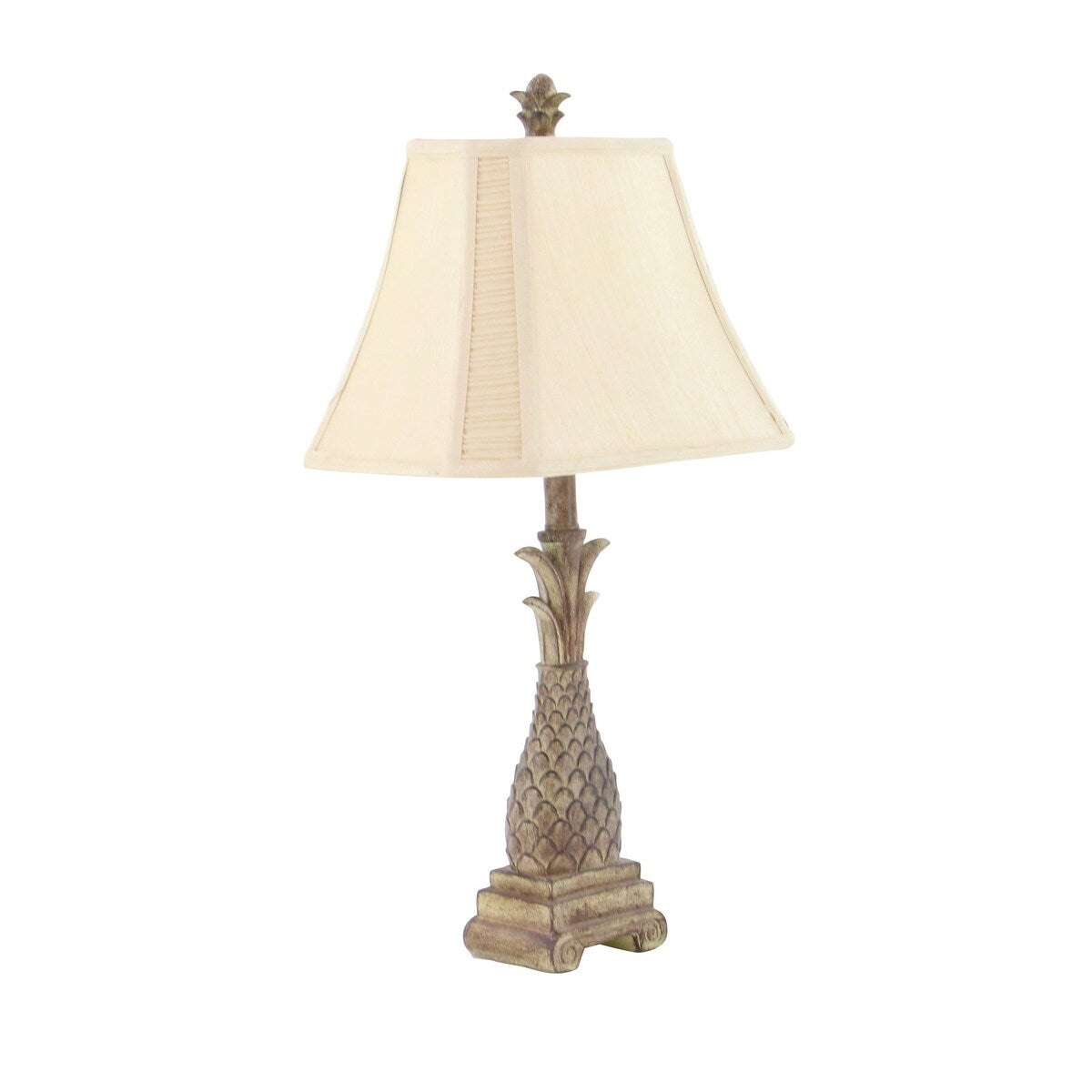 Polystone Fruit Pineapple Room Table Lamp with Tapered Shade - Set of 2 Brown - Roche River Decor