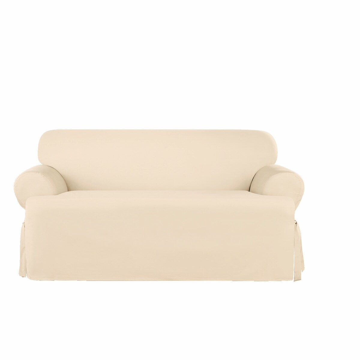 SureFit Heavyweight Cotton Duck 1 Piece T-Cushion Loveseat Cover with Seat Elastic