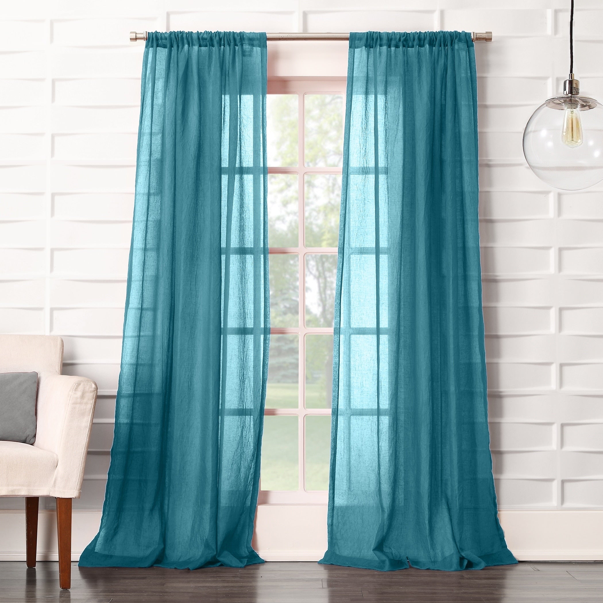 No. 918 Ladonna Crushed Texture Semi-Sheer Rod Pocket Curtain Panel, Single Panel