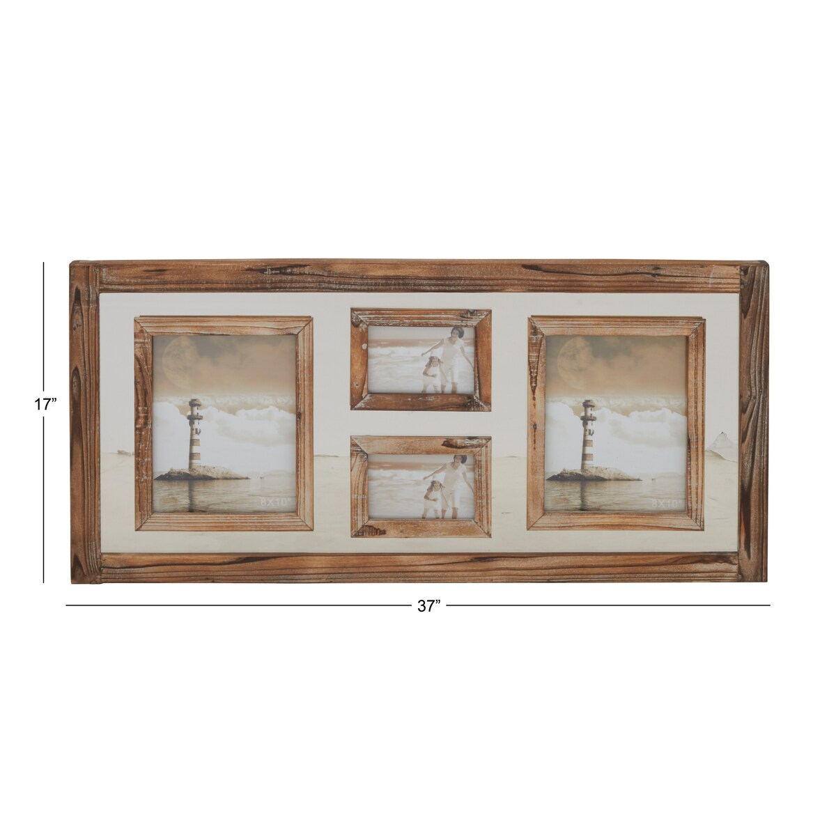 Wood 4 Slot Wall Photo Frame with Wood Frame - Brown - Roche River Decor