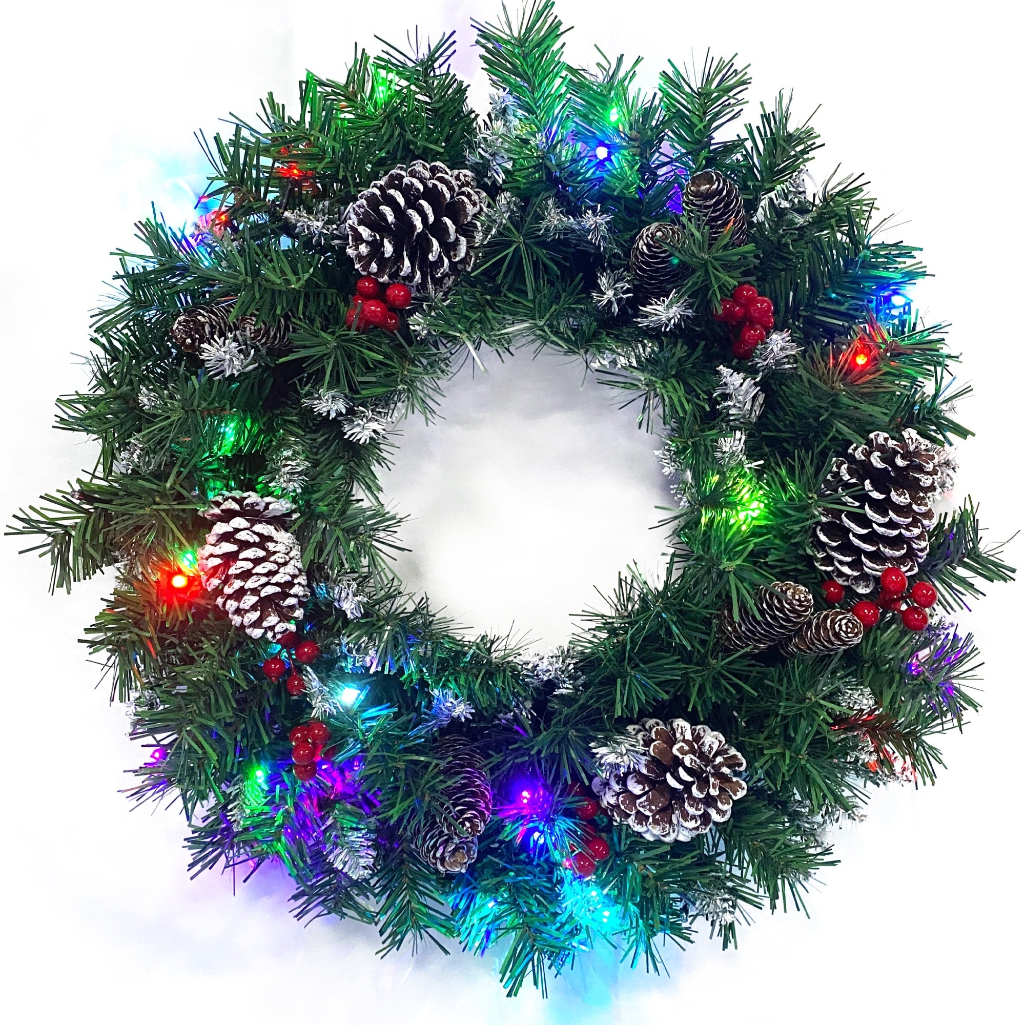 Artificial Christmas 4-Piece Set,Garland, Wreath and Set of 2 Entrance Trees X-mas with LED Lights, Christmas Tree