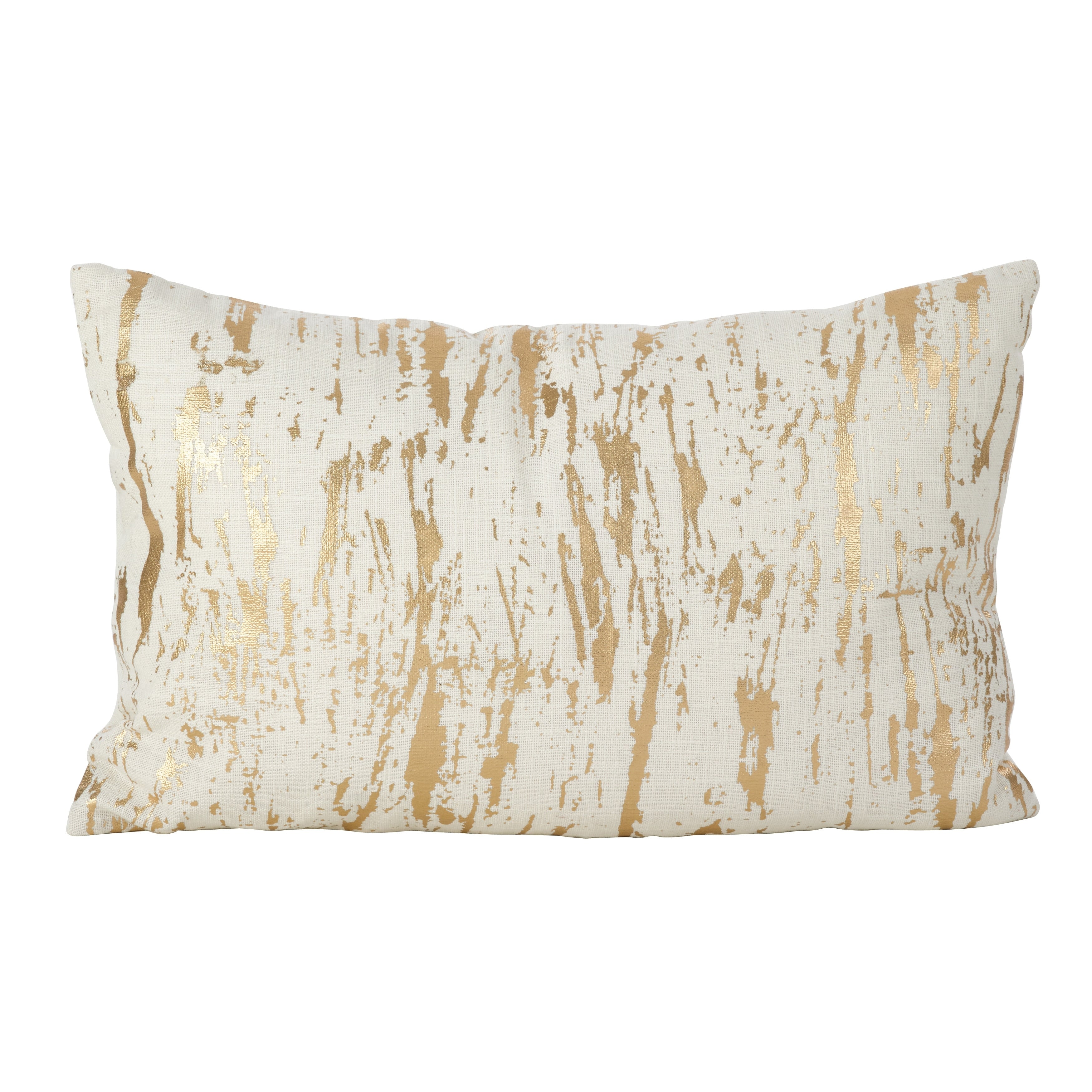 Distressed Metallic Foil Design Cotton Throw Pillow