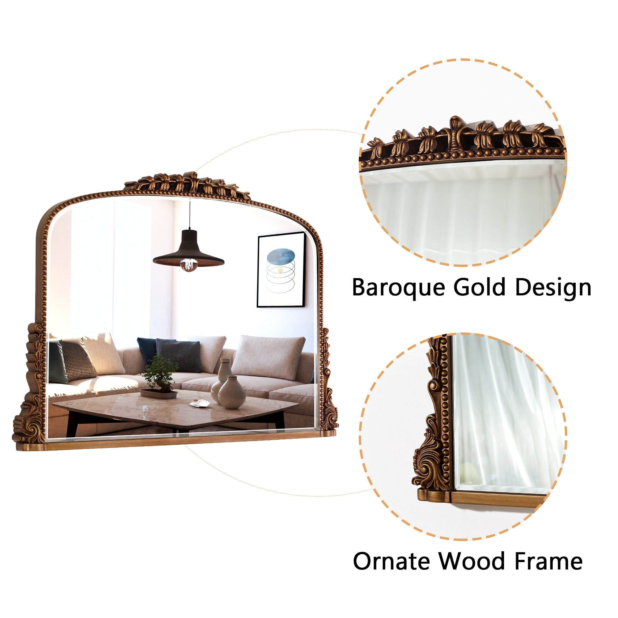 Arch Wall Mirror Baroque Accent Mirrors - 36×23