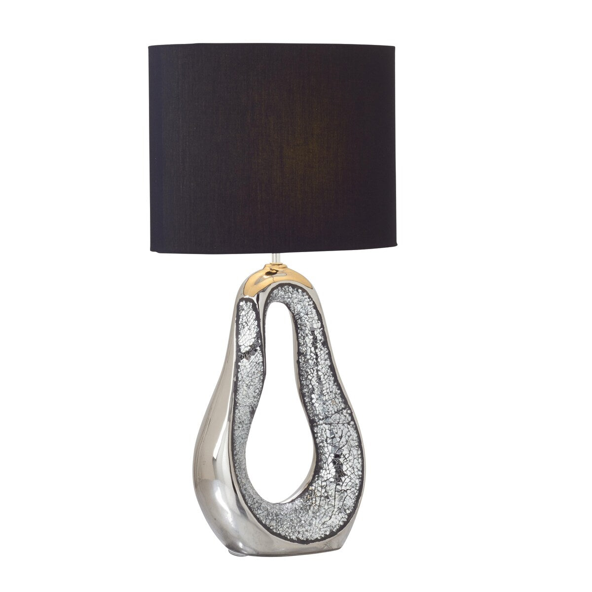 Ceramic Tear Drop Room Table Lamp with Mosaic Mirror - Silver - Roche River Decor