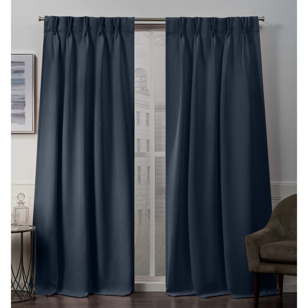 ATI Home Sateen Twill Woven Room Darkening Blackout Pinch Pleat/Hidden Tab Top Curtain Panel Pair