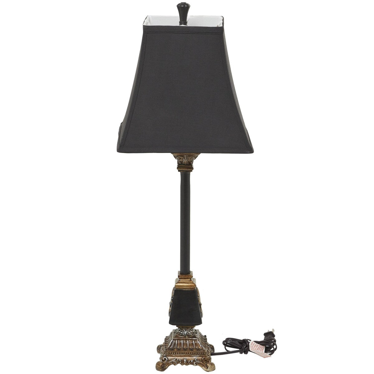 Polystone Fleur De Lis Antique Style Room Buffet Lamp - Black - Roche River Decor