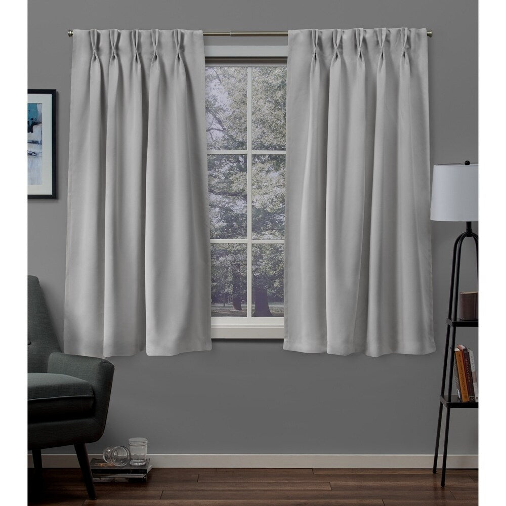 ATI Home Sateen Twill Woven Room Darkening Blackout Pinch Pleat/Hidden Tab Top Curtain Panel Pair