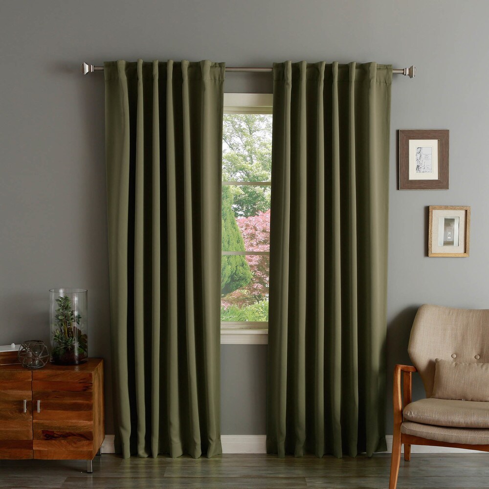 Aurora Home Solid Insulated Thermal Blackout Curtain Panel Pair - 52 x 120