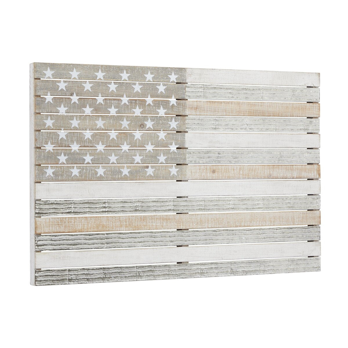 Wood American Flag Handmade Home Wall Decor - White - Roche River Decor