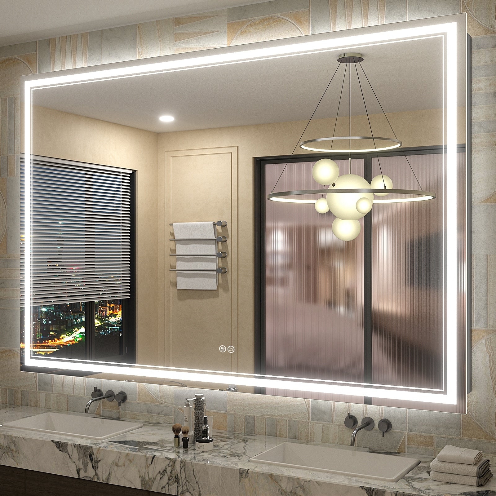 Apmir Frameless LED Anti-fog Bathroom Vanity Mirror in Tempered Glass