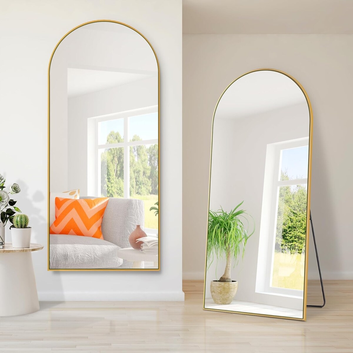 71x24 Inch Arch Full Length Mirror, Standing Floor Mirror, Full Body Mirror for Living Room, Bedroom, Bathroom (Wooden Frame)