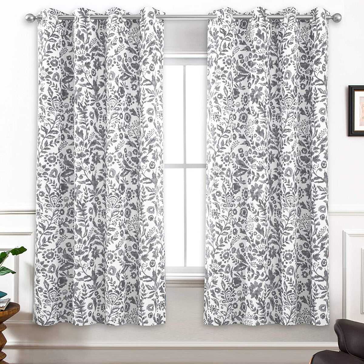 Porch & Den Ouzel Floral Watercolor Blackout Lined Window Curtain Panel Pair