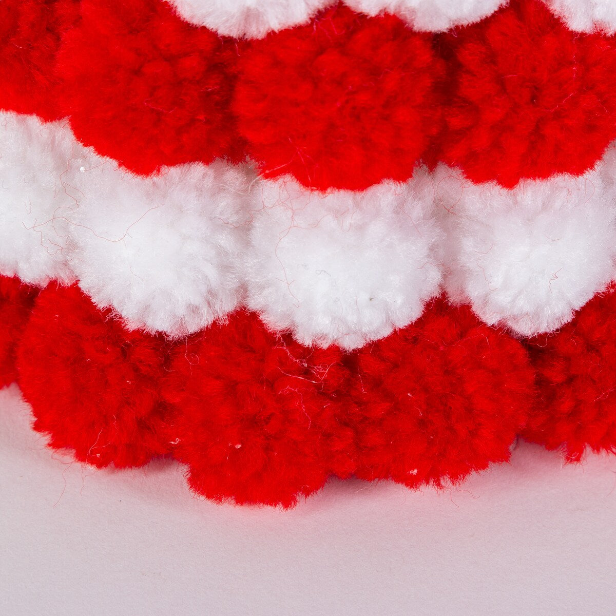 Set of 3 Red and White Festive Holiday Pom Pom Trees