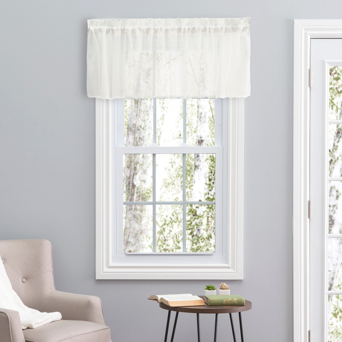 Sea Glass Semi-sheer Rod Pocket Single Curtain Panel or Full Bodied Valance