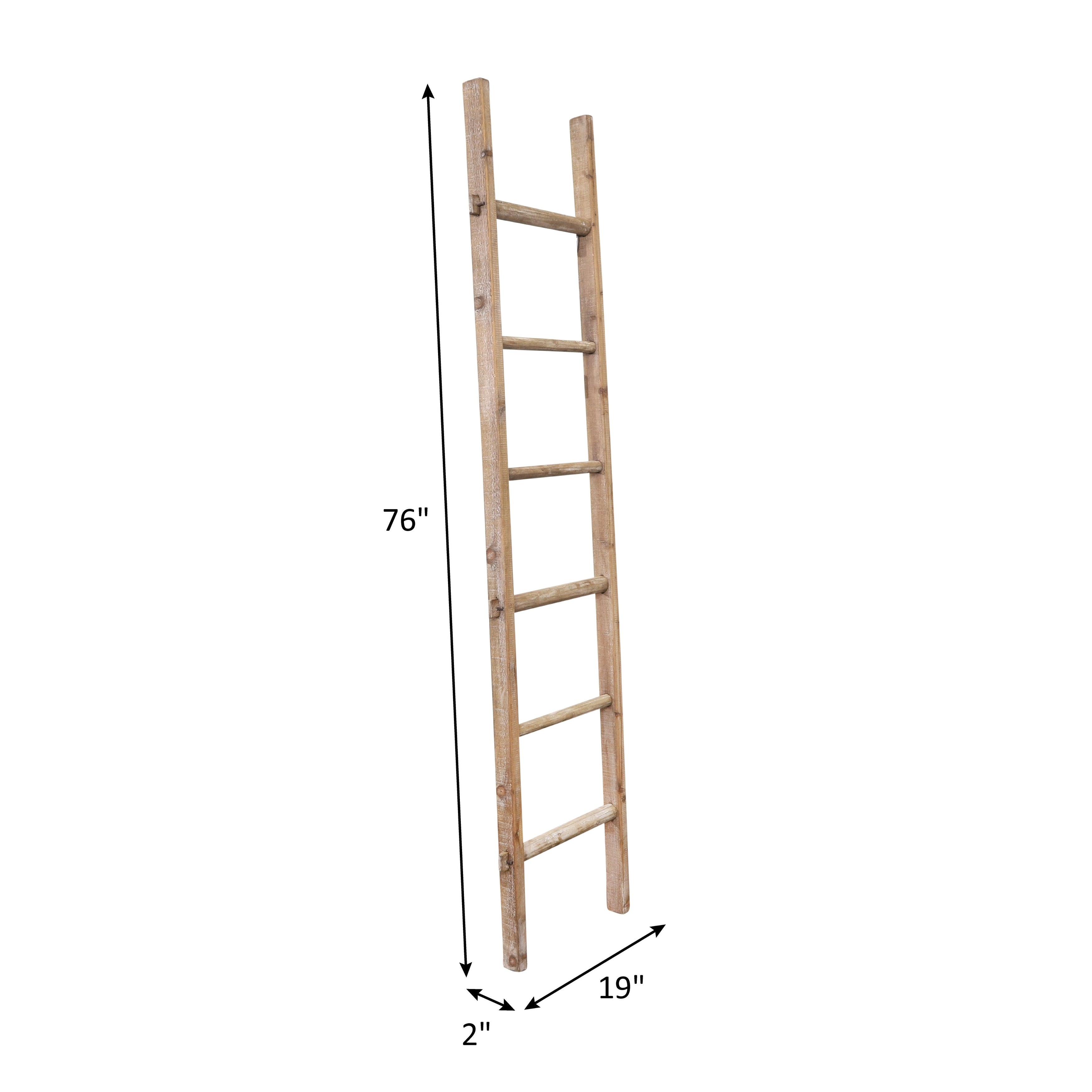 Sagebrook Home Rustic 6ft Tall Blanket Ladder, Decorative Freestanding Ladder For Storage - 19 x 2 x 76