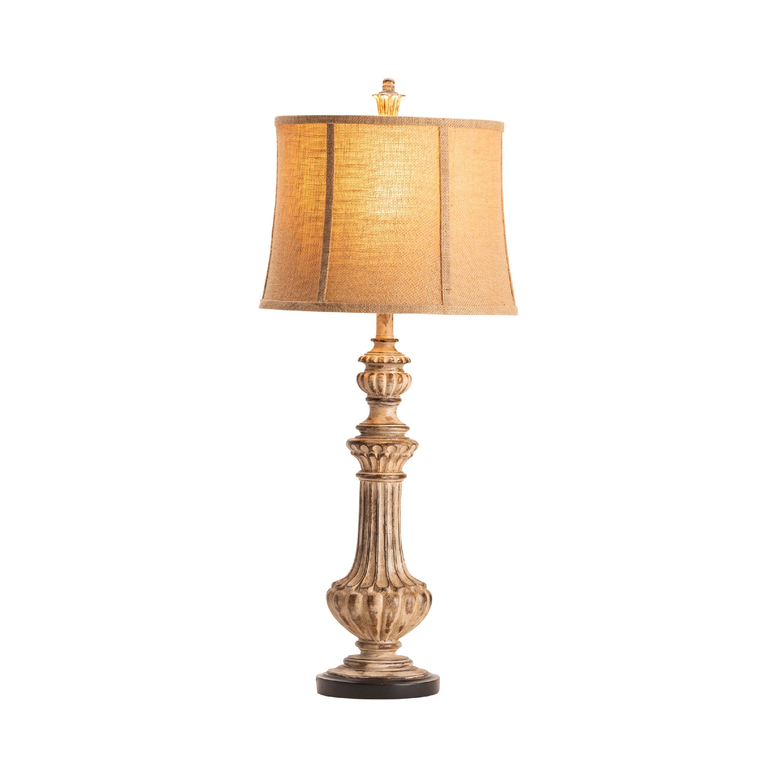 Rustic Antique Resin Baluster Table Lamp - Set of 2