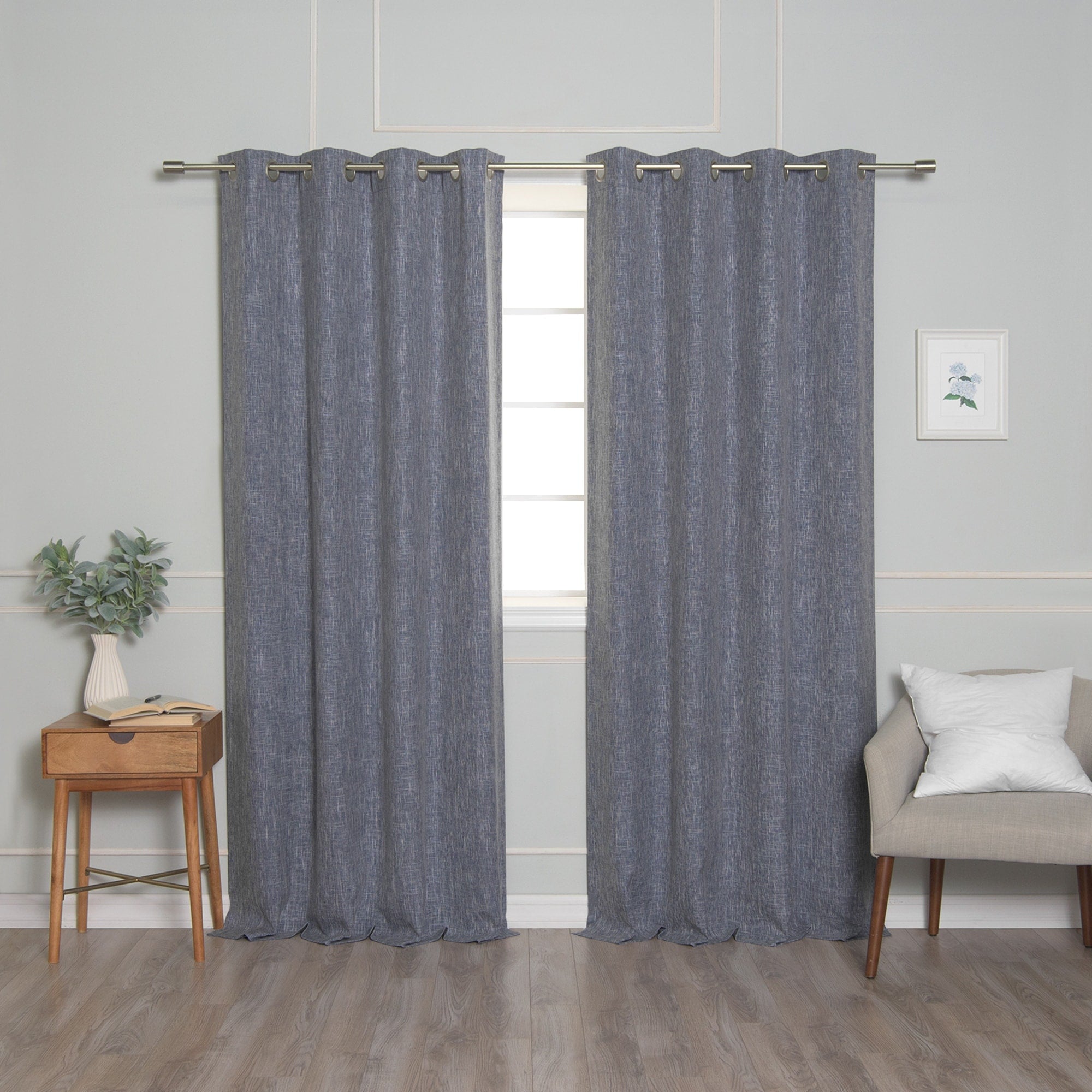 Aurora Home Heathered Linen Grommet Blackout Curtains